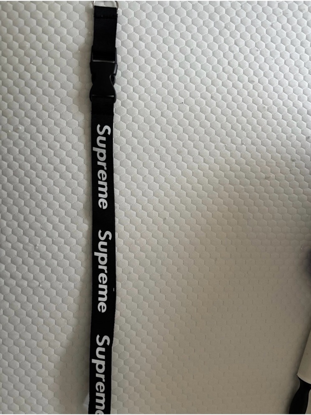 Supreme Black Lanyard with White Logo Print